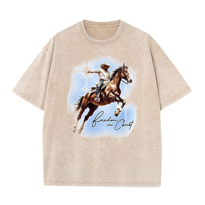 Christianartworkshop Freedom In Christ Unisex Washed T-shirt - Apricot - 5XL - image 4