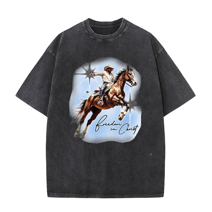 Christianartworkshop Freedom In Christ Unisex Washed T-shirt - Black - 5XL - image 9