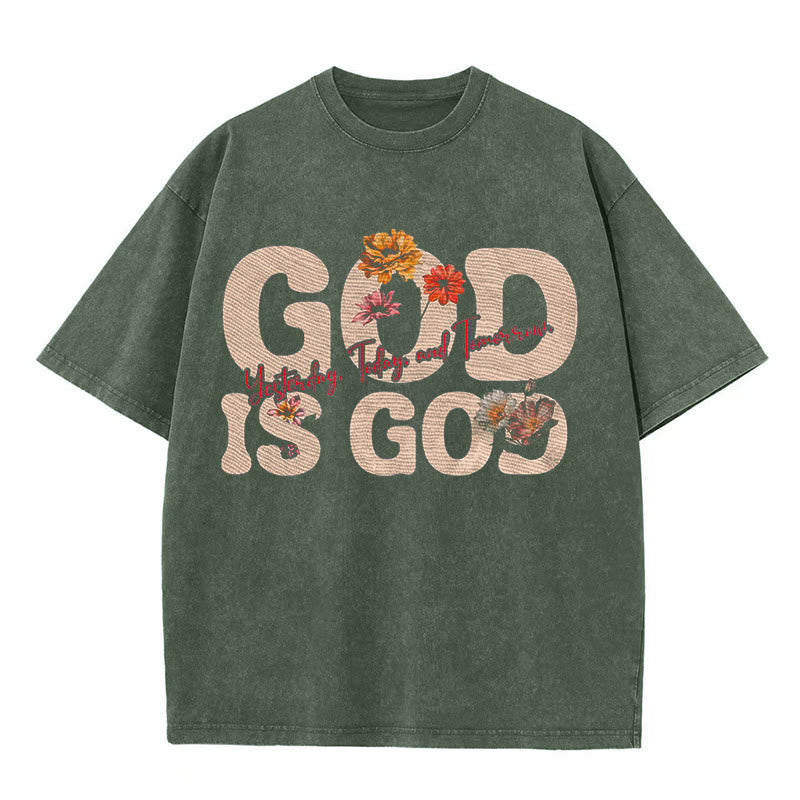 Christianartworkshop God Is God Unisex Washed T-shirt - Army Green - 5XL - image 4