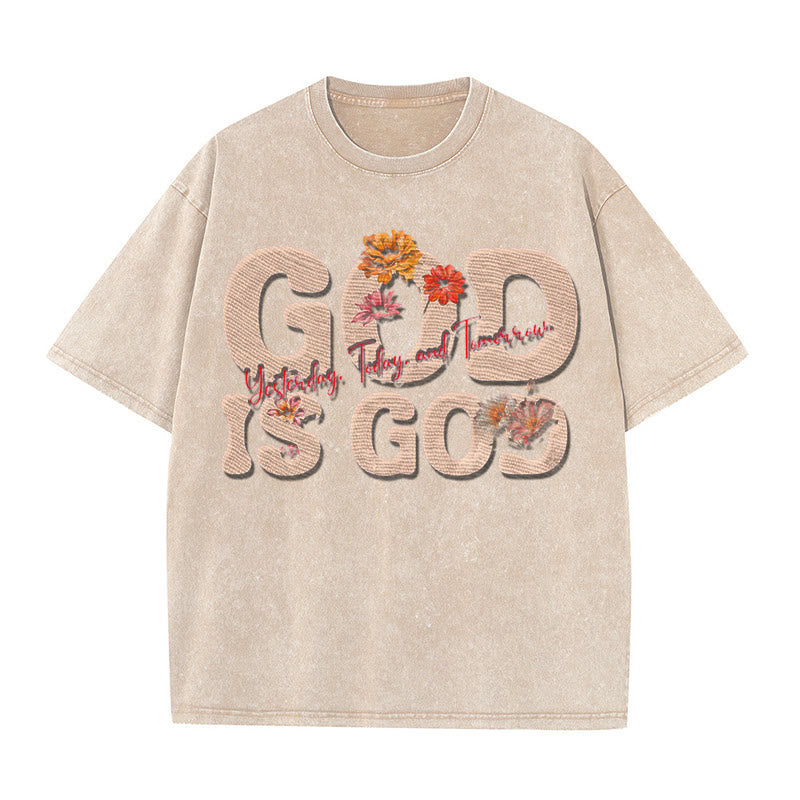 Christianartworkshop God Is God Unisex Washed T-shirt - Apricot - 5XL - image 2