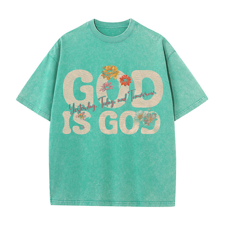 Christianartworkshop God Is God Unisex Washed T-shirt - Green - 5XL - image 9