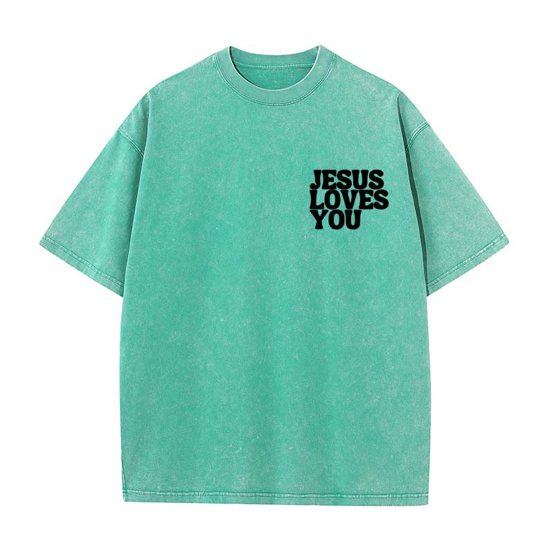 Christianartworkshop Good News Jesus Loves You Unisex Washed T-shirt - image 8