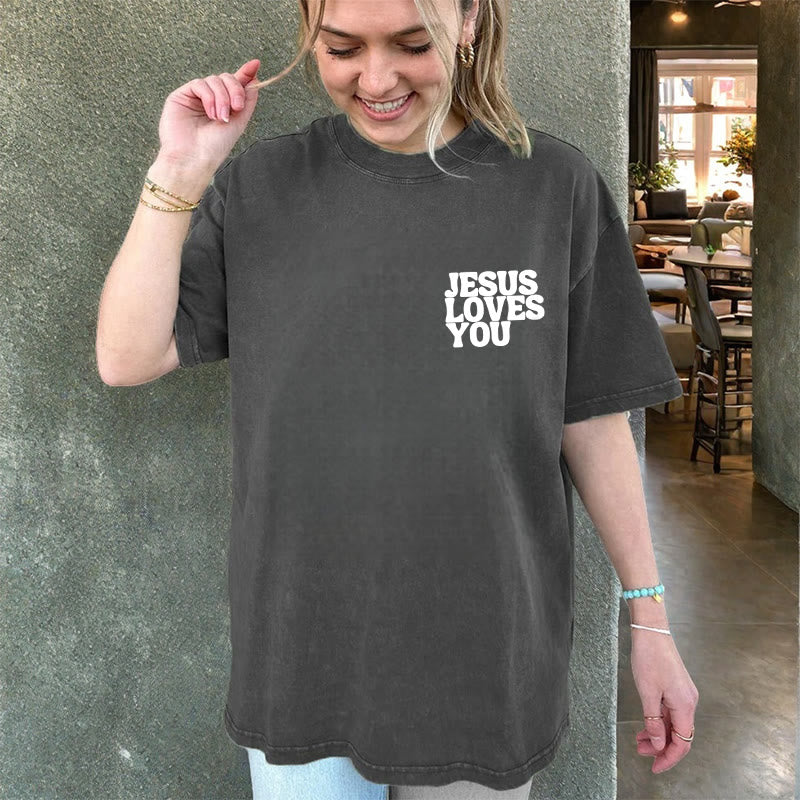 Christianartworkshop Good News Jesus Loves You Unisex Washed T-shirt - image 20