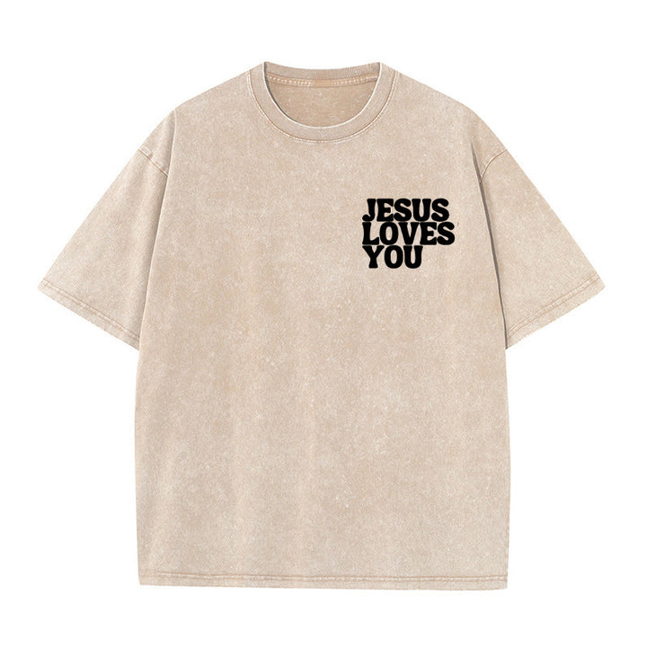 Christianartworkshop Good News Jesus Loves You Unisex Washed T-shirt - image 14