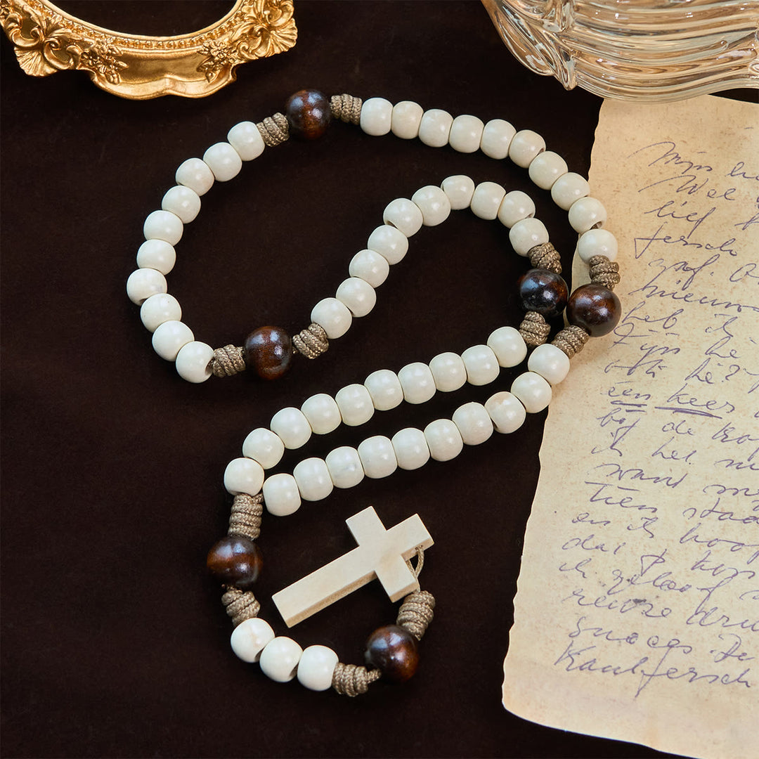 Christianartworkshop Minimalist Style Matte White Beads Rosary with INRI Crucifix: Wear Spiritual Beauty