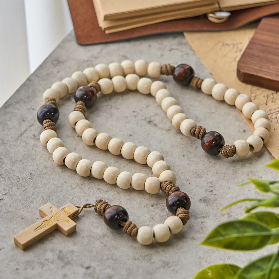 Christianartworkshop Minimalist Style Matte White Beads Rosary with INRI Crucifix: Wear Spiritual Beauty
