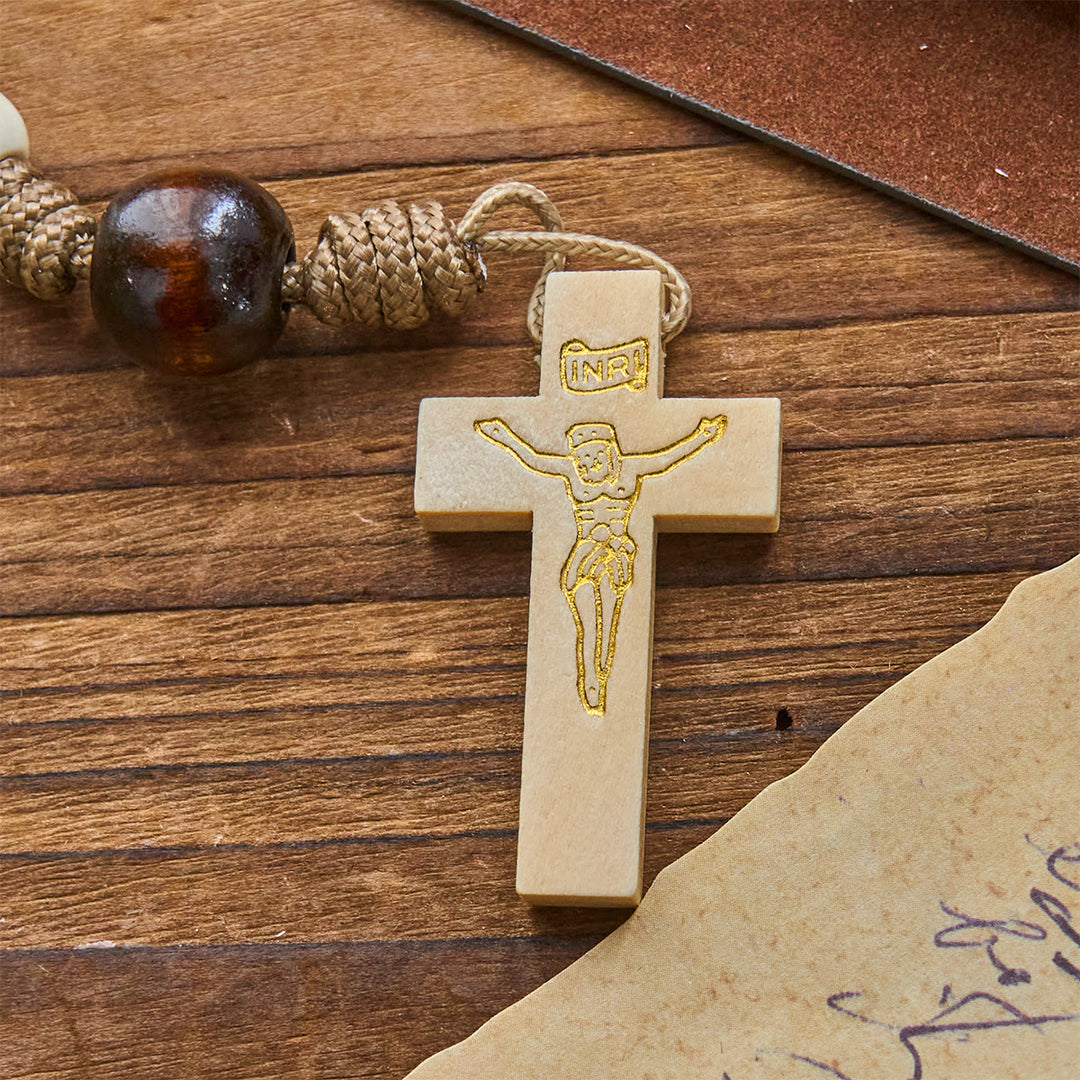 Christianartworkshop Minimalist Style Matte White Beads Rosary with INRI Crucifix: Wear Spiritual Beauty