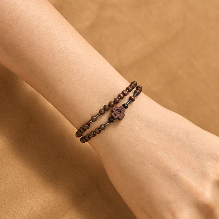 Christianartworkshop Classic Wooden Bead Bracelet with Cross: Timeless Emblem of Understated Faith - image 4