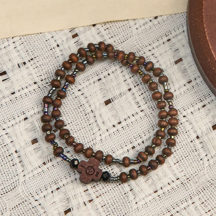 Christianartworkshop Classic Wooden Bead Bracelet with Cross: Timeless Emblem of Understated Faith - image 3