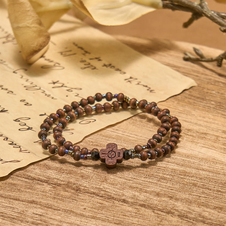 Christianartworkshop Classic Wooden Bead Bracelet with Cross: Timeless Emblem of Understated Faith - image 2