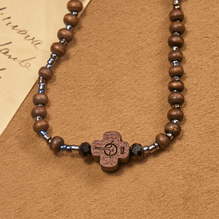 Christianartworkshop Classic Wooden Bead Bracelet with Cross: Timeless Emblem of Understated Faith - image 5