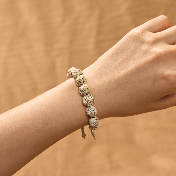 Christianartworkshop Artistically Sculpted 10mm White Rose Bead Rosary Bracelet with Crucifix - image 8