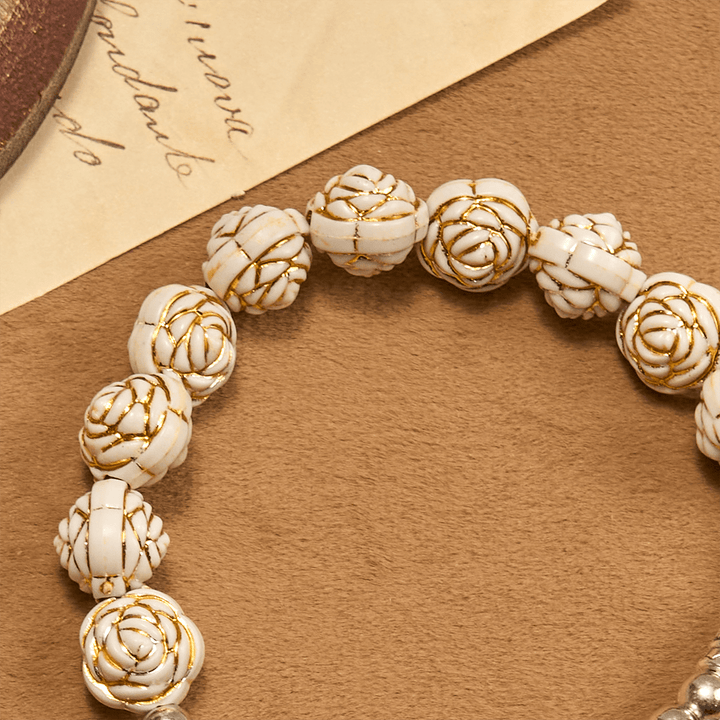 Christianartworkshop Artistically Sculpted 10mm White Rose Bead Rosary Bracelet with Crucifix - image 6