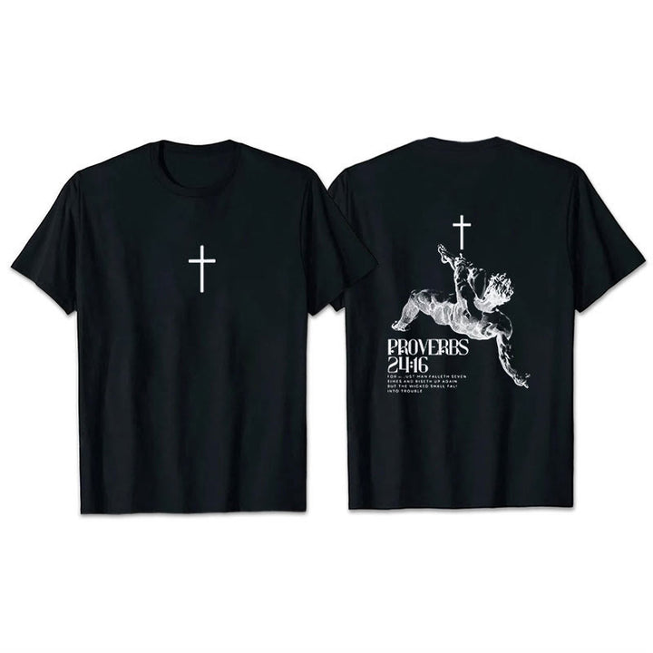 Christianartworkshop Proverbs 24:16' Christian T-Shirt - Black - 2XL - image 9