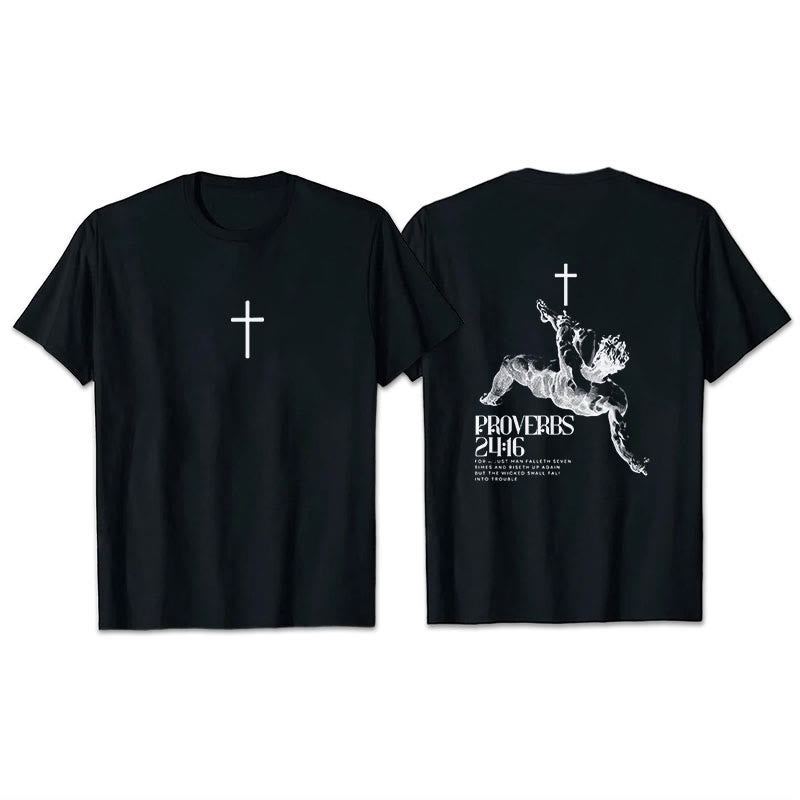 Christianartworkshop Proverbs 24:16' Christian T-Shirt - Black - 2XL - image 9