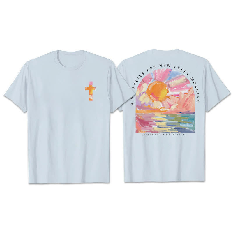 Christianartworkshop His Mercies Are New Every Morning T-Shirt - Blue - 2XL - image 12