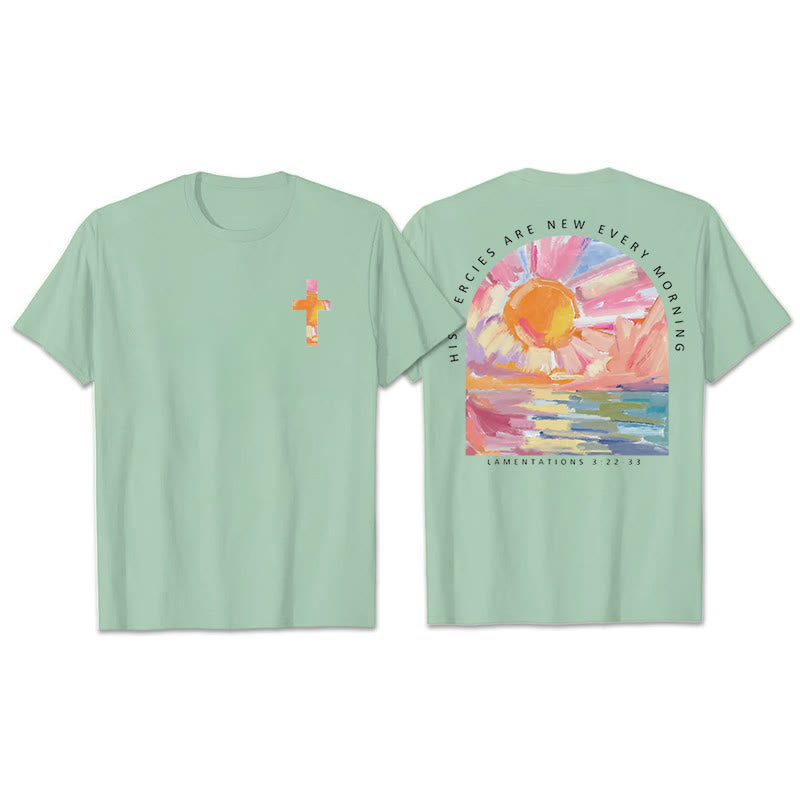 Christianartworkshop His Mercies Are New Every Morning T-Shirt - Light Green - 2XL - image 18