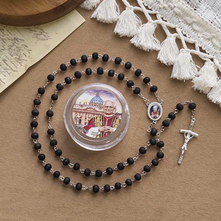 Christianartworkshop Pope Leo XIV Red Wood Beads Rosary Commemorating: A Spiritual Treasure - Black - image 15