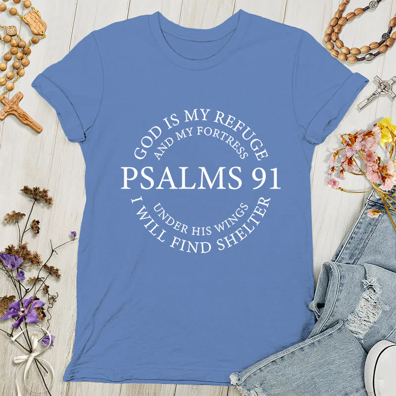 Christianartworkshop Psalms 91 Tee - Inspirational Women's T-shirt - Blue - 4XL - image 5