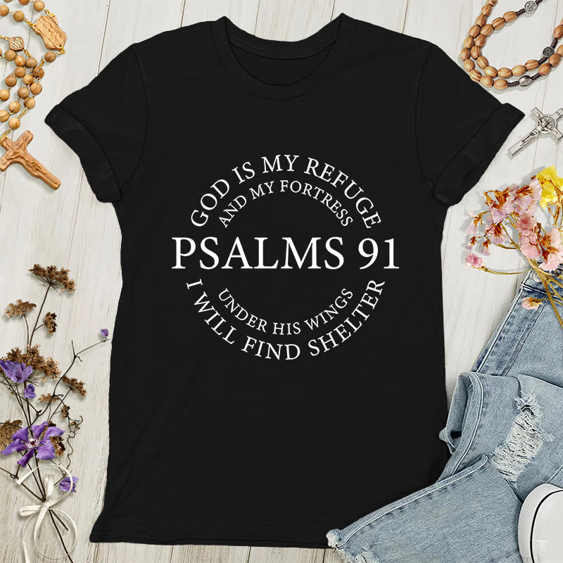 Christianartworkshop Psalms 91 Tee - Inspirational Women's T-shirt - Black - 4XL - image 0