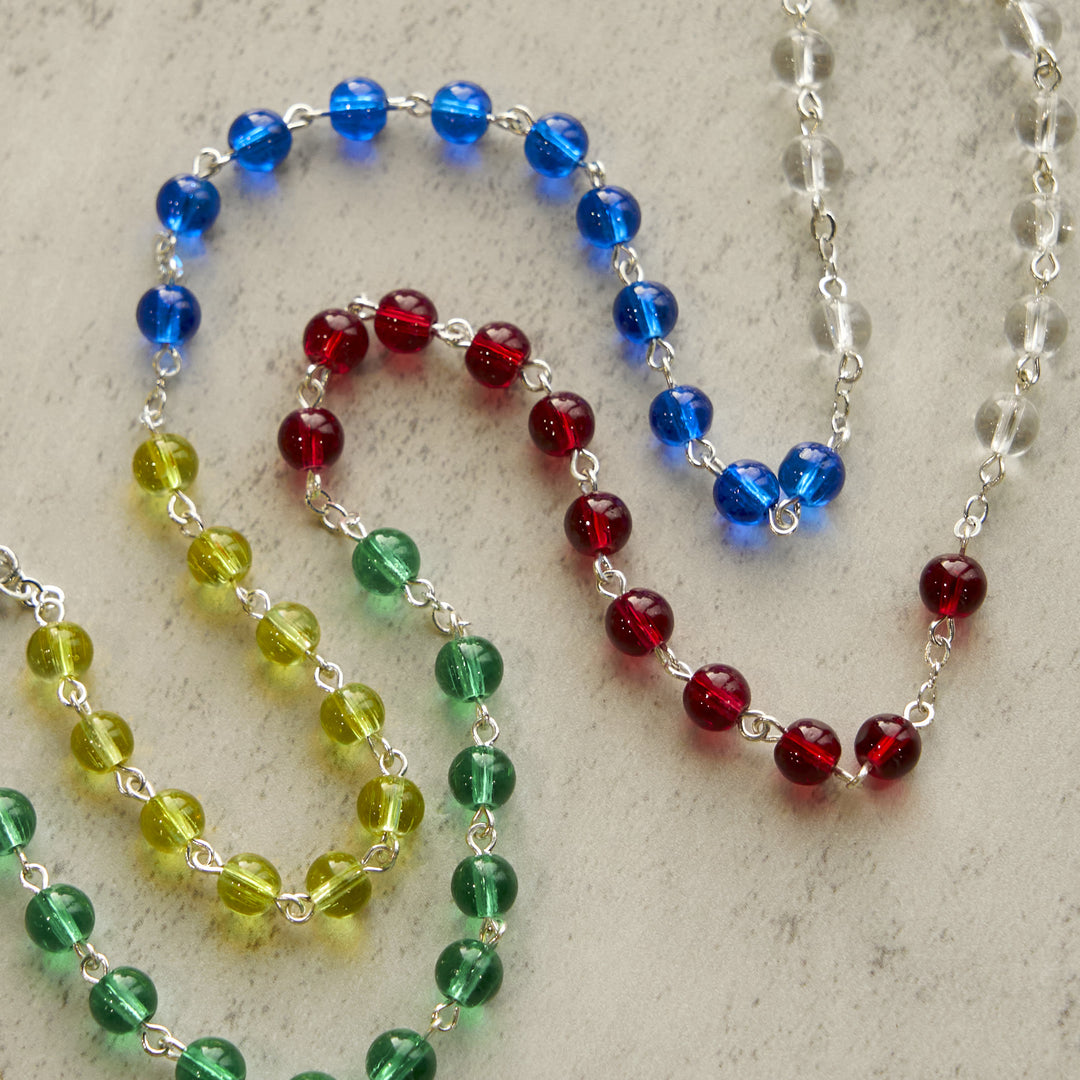 Christianartworkshop Holy Virgin Mary Pendant and Crucifix of 6mm Transparent Multicolor Rainbow Beads Rosary - image 5
