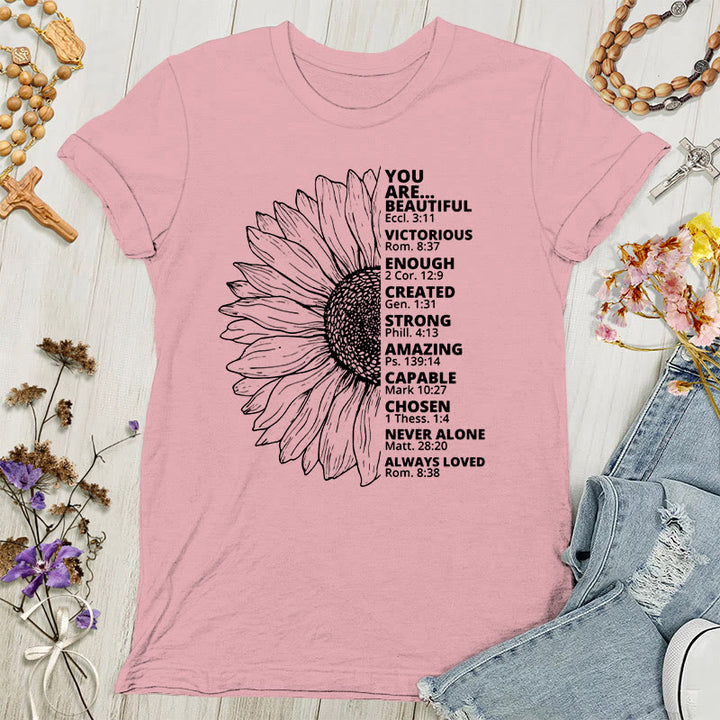Christianartworkshop Sunflower Thankful Grateful Blessed Women's T-shirt - Light Pink - 4XL - image 7