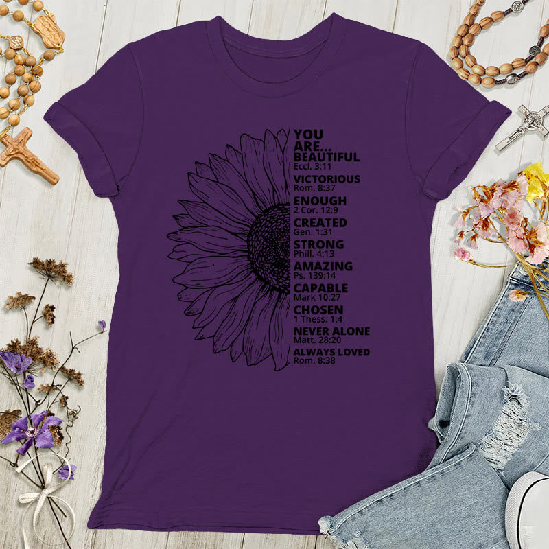 Christianartworkshop Sunflower Thankful Grateful Blessed Women's T-shirt - Purple - 4XL - image 2