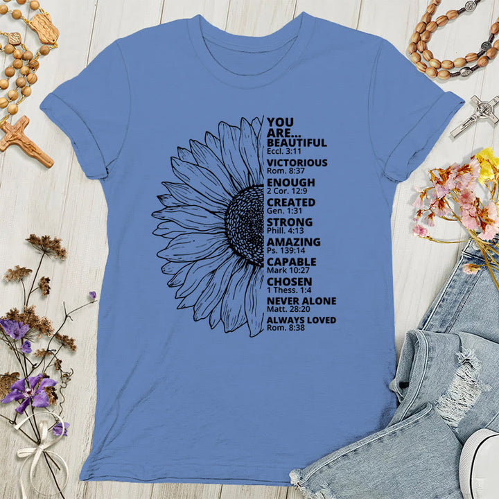 Christianartworkshop Sunflower Thankful Grateful Blessed Women's T-shirt - Blue - 4XL - image 1