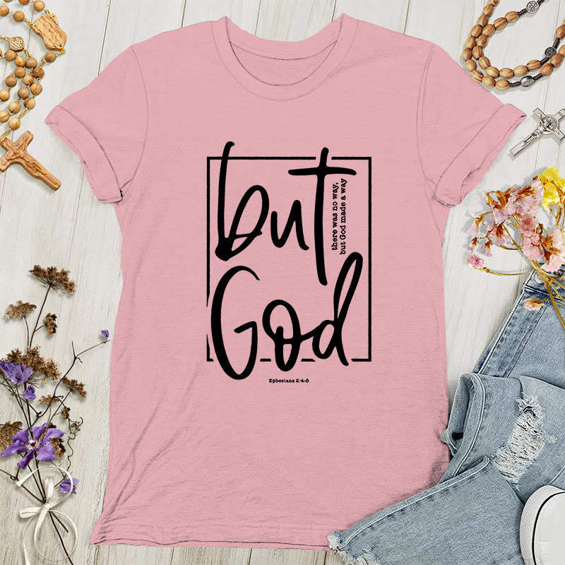 Christianartworkshop Inspirational 'But God' Graphic Women's T-shirt - Pink - 4XL - image 3
