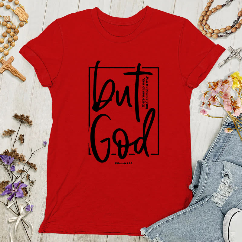 Christianartworkshop Inspirational 'But God' Graphic Women's T-shirt - Red - 4XL - image 7