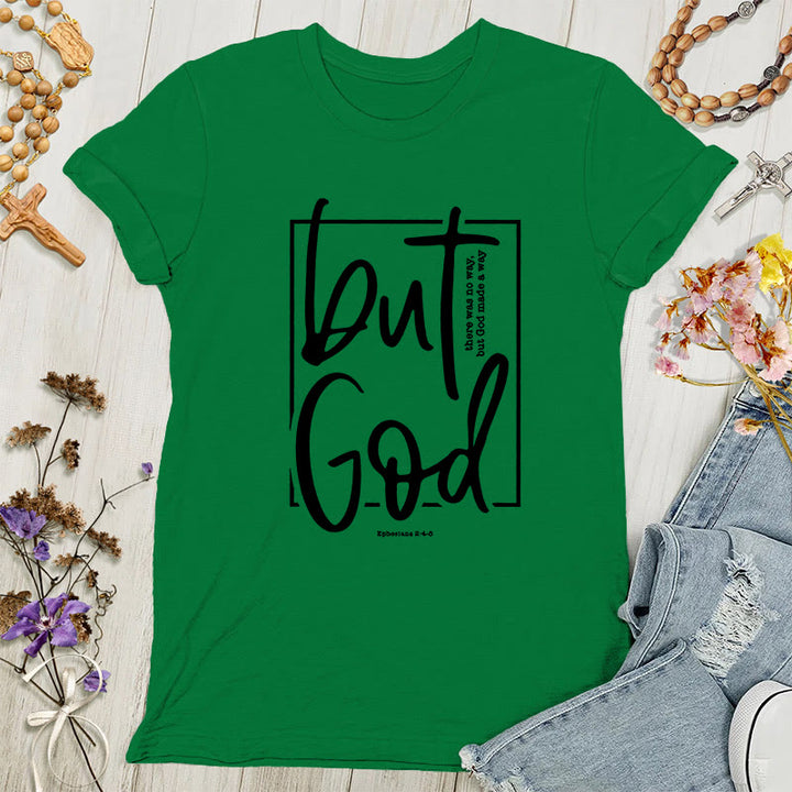 Christianartworkshop Inspirational 'But God' Graphic Women's T-shirt - Green - 4XL - image 5