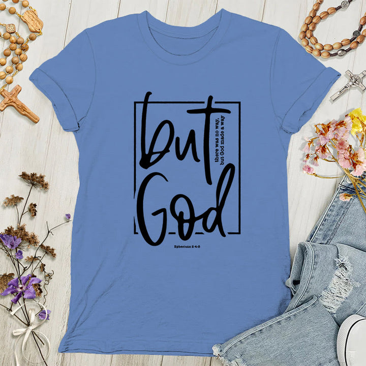 Christianartworkshop Inspirational 'But God' Graphic Women's T-shirt - Blue - 4XL - image 4