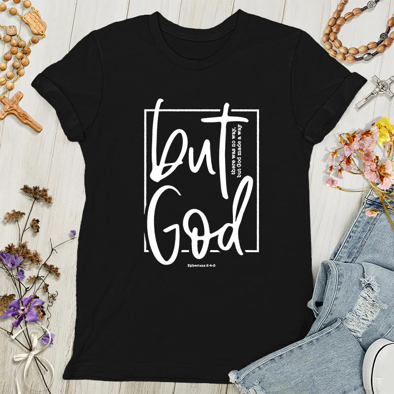 Christianartworkshop Inspirational 'But God' Graphic Women's T-shirt - Black - 4XL - image 8