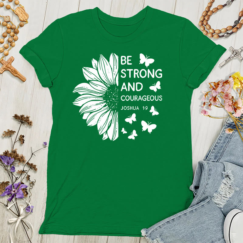 Christianartworkshop Be Strong and Courageous Joshua 1:9 Women's T-shirt - Green - 4XL - image 6
