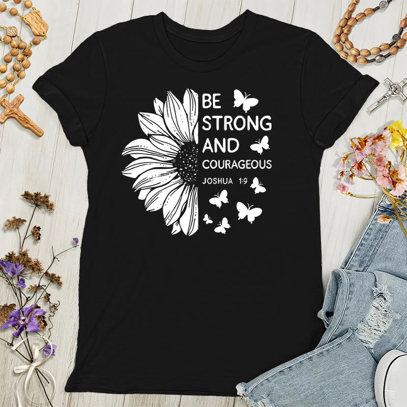 Christianartworkshop Be Strong and Courageous Joshua 1:9 Women's T-shirt - Black - 4XL - image 4