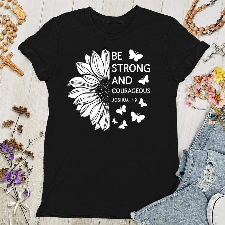 Christianartworkshop Be Strong and Courageous Joshua 1:9 Women's T-shirt - Black - 4XL - image 4