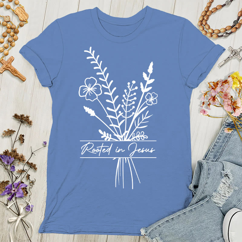Christianartworkshop Rooted in Jesus Women's T-shirt - Blue - 4XL - image 5
