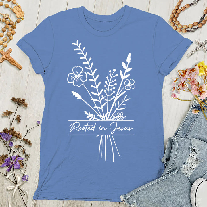 Christianartworkshop Rooted in Jesus Women's T-shirt - Blue - 4XL - image 5