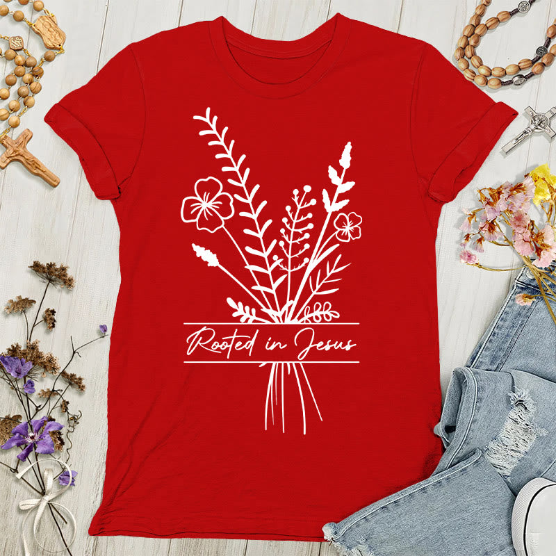 Christianartworkshop Rooted in Jesus Women's T-shirt - Red - 4XL - image 1