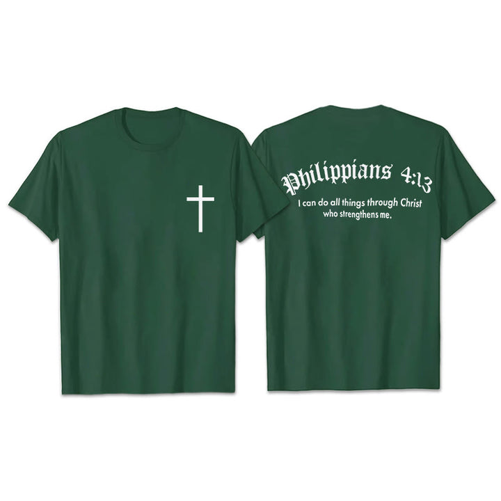 Christianartworkshop Philippians 4:13 "I Can Do All Things" Strength T-Shirt - Dark Green - 2XL - image 11