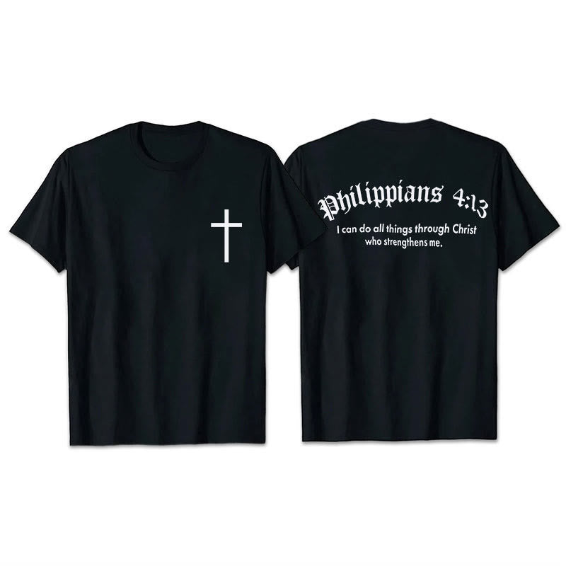 Christianartworkshop Philippians 4:13 "I Can Do All Things" Strength T-Shirt - Black - 2XL - image 4