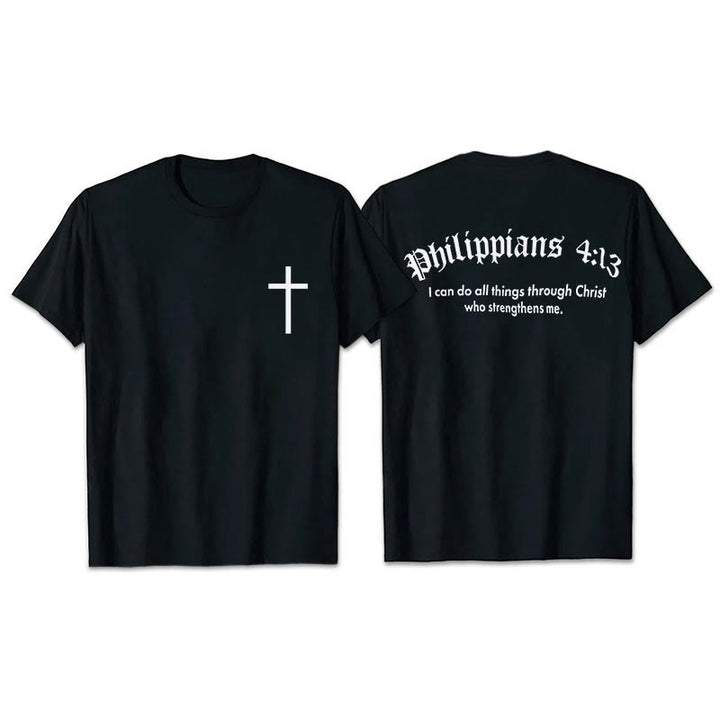 Christianartworkshop Philippians 4:13 "I Can Do All Things" Strength T-Shirt - Black - 2XL - image 4
