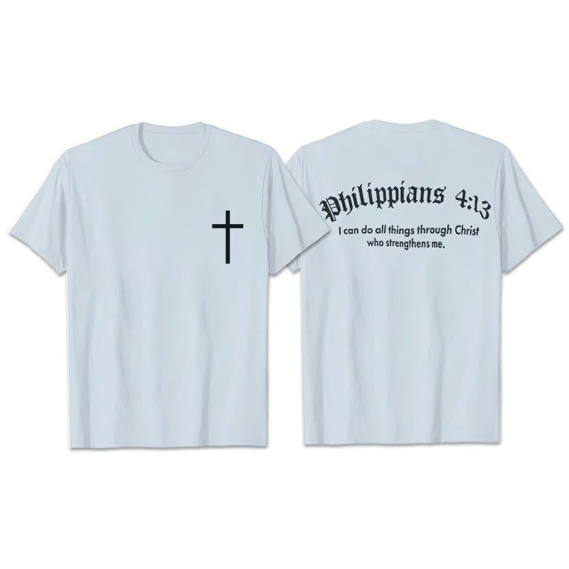 Christianartworkshop Philippians 4:13 "I Can Do All Things" Strength T-Shirt - Blue - 2XL - image 5