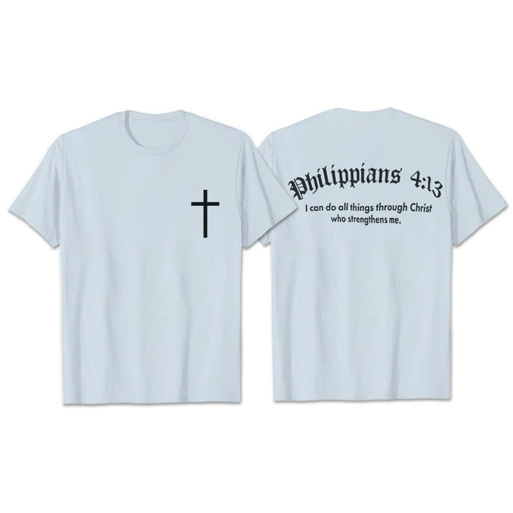 Christianartworkshop Philippians 4:13 "I Can Do All Things" Strength T-Shirt - Blue - 2XL - image 5