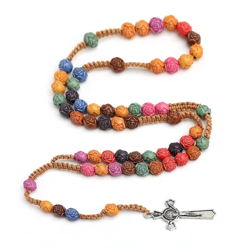 Christianartworkshop Multicolor Prayer Rose Beads Rosary - image 4