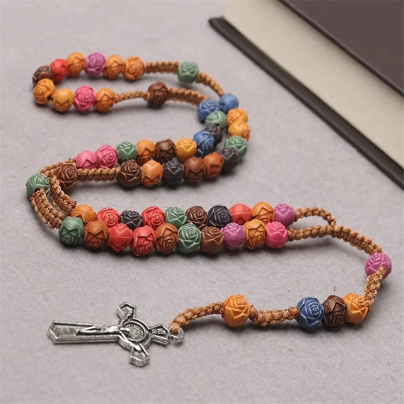 Christianartworkshop Multicolor Prayer Rose Beads Rosary - image 1