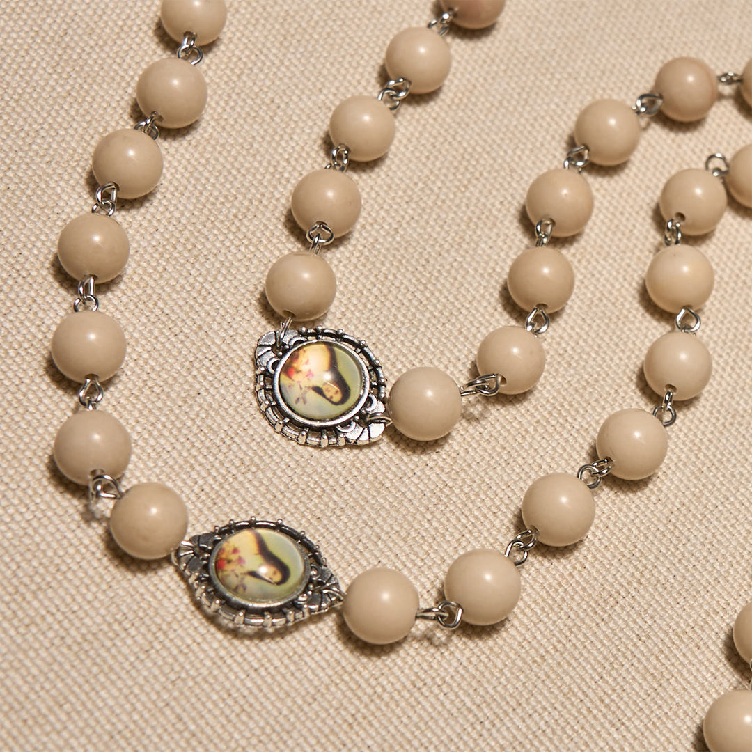 Christianartworkshop Minimalist St. Therese & Miraculous Medal Rosary of Polished White Stone with Crucifix - image 6