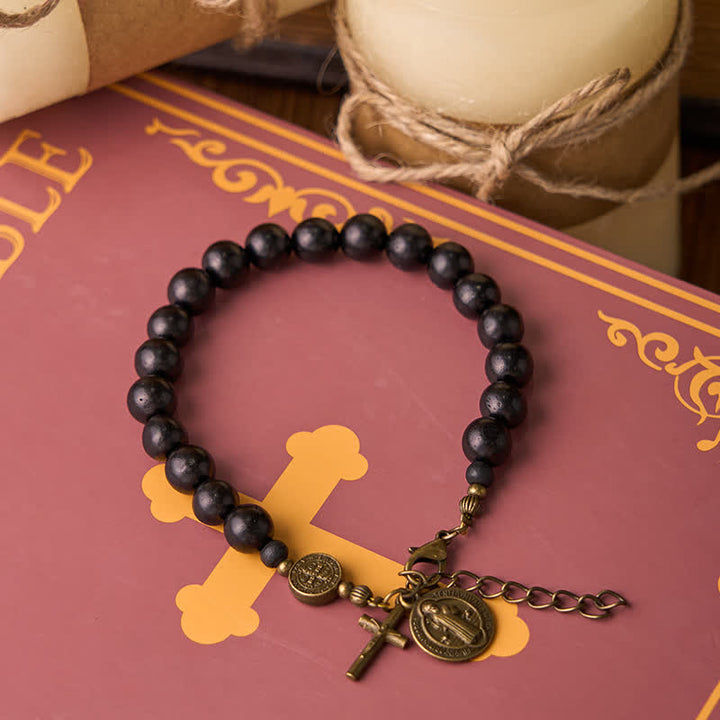 Christianartworkshop Ebony Beads St. Benedict the Blessed Protection Bracelet - image 8