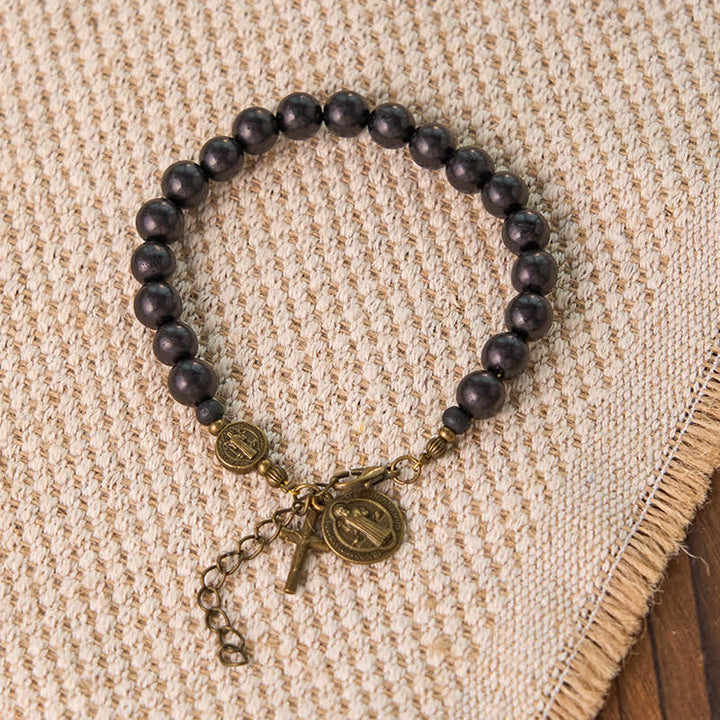 Christianartworkshop Ebony Beads St. Benedict the Blessed Protection Bracelet - image 14