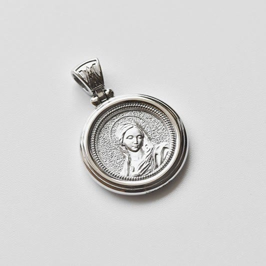 Christianartworkshop Sterling Dual-Face Medal Necklace with Crown of Thorns & Our Lady of Sorrows - image 4